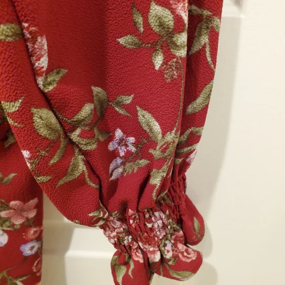 Dark Raspberry Mock Neck Dress, Size L - Picture 3 of 7